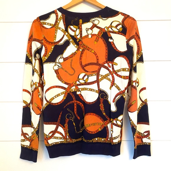 NWOT rare Talbots Equestrian Print Cardigan. Size medium. - Picture 11 of 13